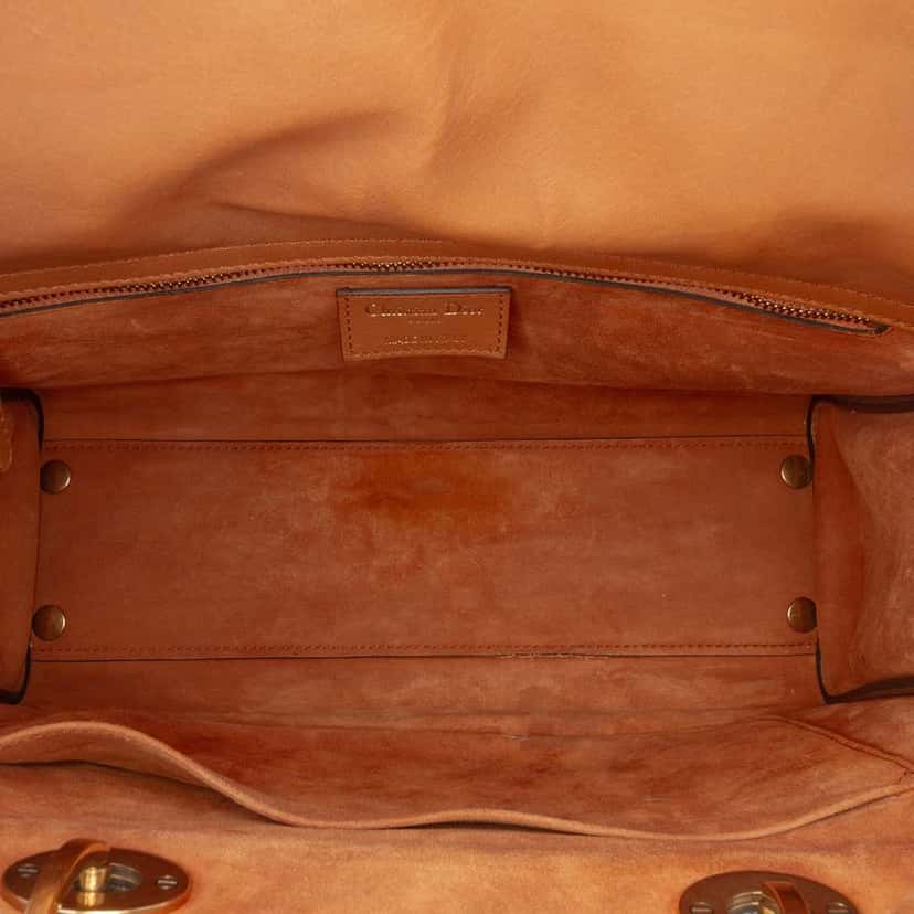 Dior Large Ultra Matte Calfskin Cannage Embossed Lady Dior Brown Leather Good condition - Model View