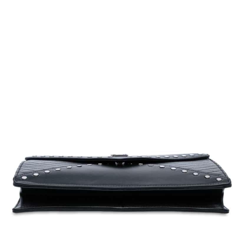 Saint Laurent Quilted Lambskin Studded Monogram Gaby Shoulder Bag Black Leather Good condition - Inside View