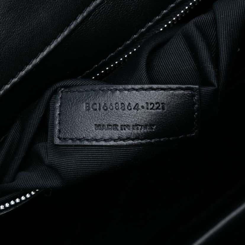 Saint Laurent Quilted Lambskin Studded Monogram Gaby Shoulder Bag Black Leather Good condition - Box View