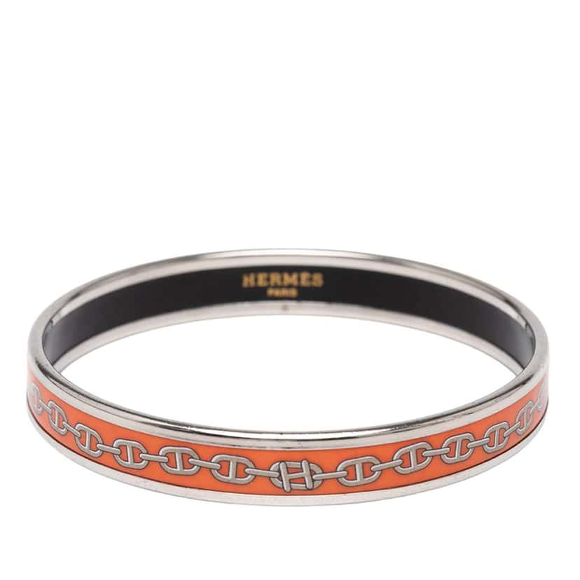 Hermès Narrow Chaine d Ancre Enamel Bangle 62 Orange Good condition - Front View