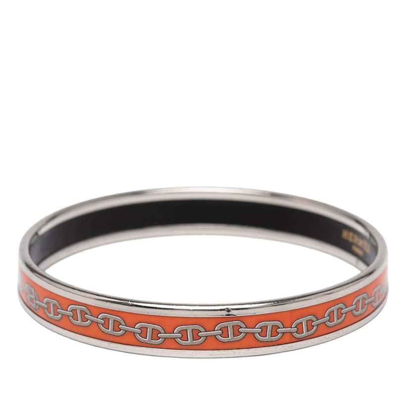 Hermès Narrow Chaine d Ancre Enamel Bangle 62 Orange Good condition - Back View