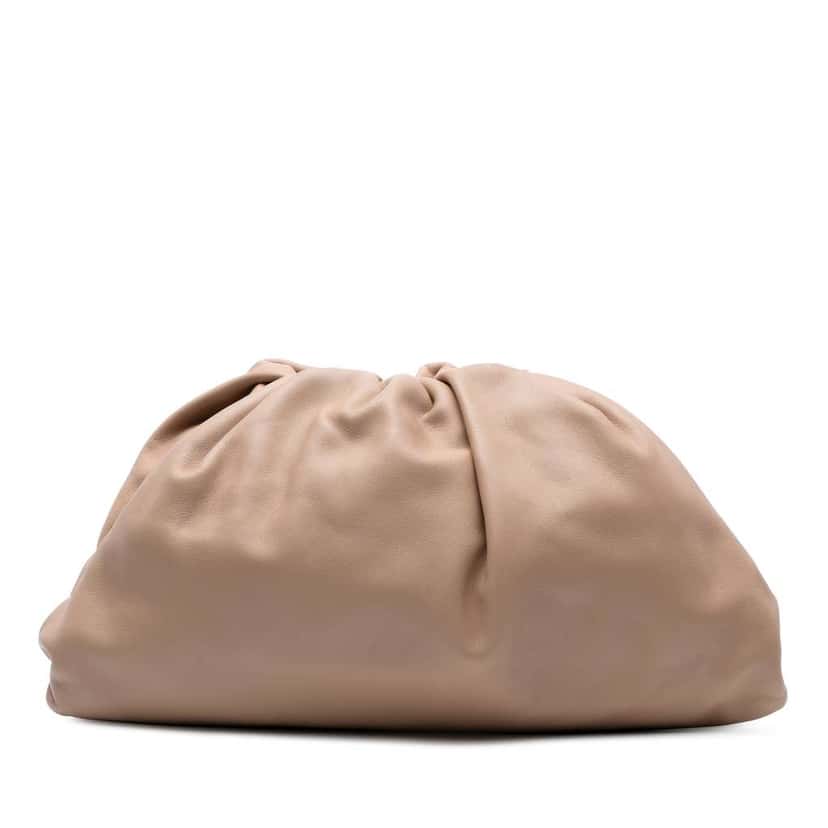 Bottega Veneta Lambskin The Pouch Brown Leather Good condition - Front View