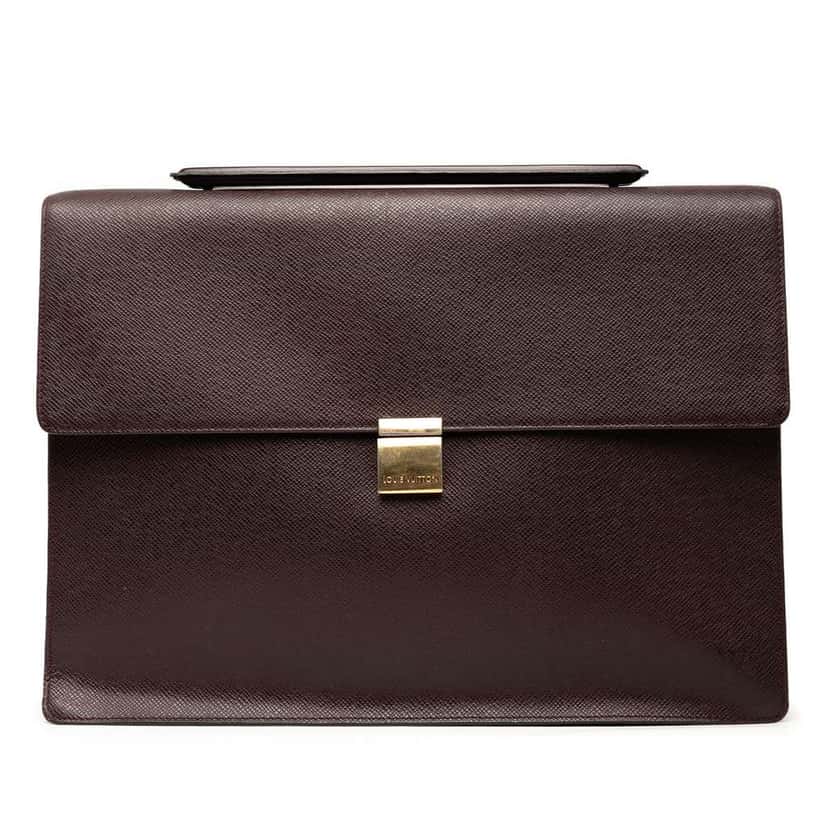 Louis Vuitton Taiga Porte-Documents Angara Brown Leather Good condition - Front View