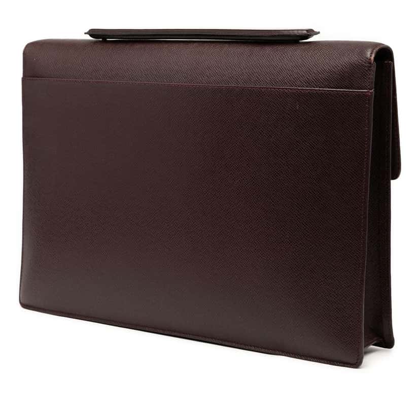 Louis Vuitton Taiga Porte-Documents Angara Brown Leather Good condition - Back View