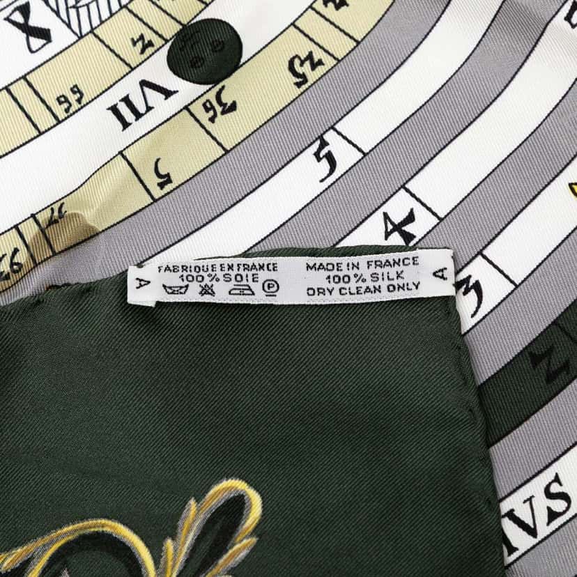 Hermès Astrologie Dies et Hore Silk Scarf 90 Green Silk Good condition - Inside View