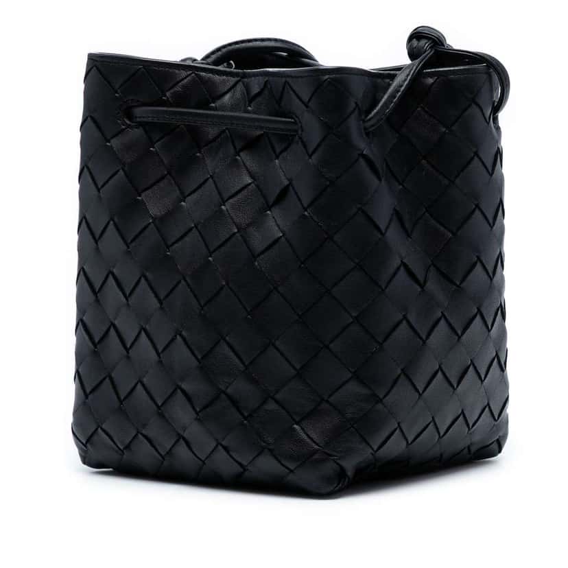 Bottega Veneta Small Nappa Intrecciato Bucket Bag Black Leather Good condition - Back View