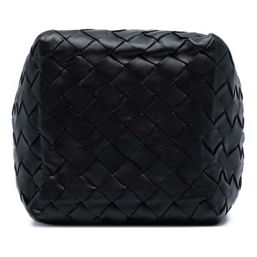 Bottega Veneta Small Nappa Intrecciato Bucket Bag Black Leather Good condition - Inside View