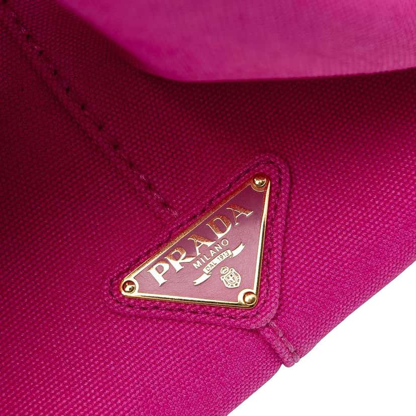 Prada Large Canvas Canapa Logo Satchel Pink Canvas Good condition - Box View