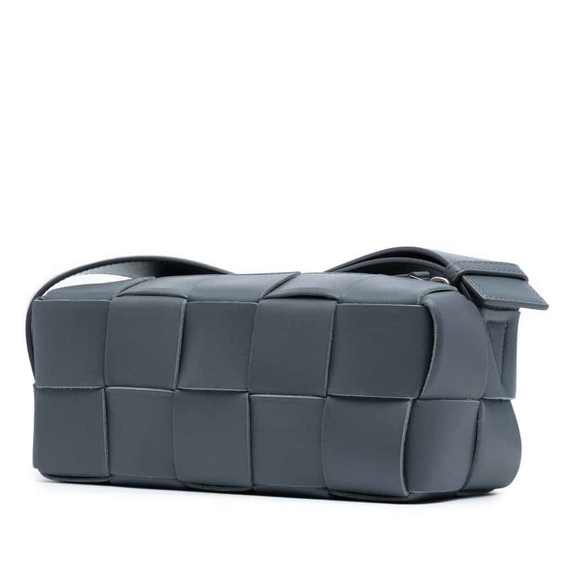 Bottega Veneta Small Lambskin Intrecciato Brick Cassette Grey Leather Good condition - Back View