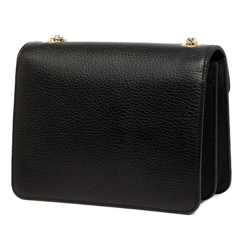 Gucci Small Dollar Calfskin Interlocking G Crossbody Black Leather Good condition - Back View