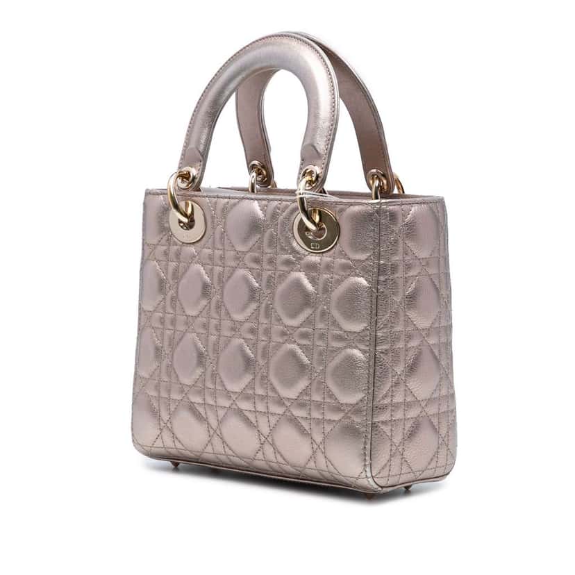 Dior Small Metallic Lambskin Cannage My ABCDior Lady Dior Gold Leather Good condition - Back View