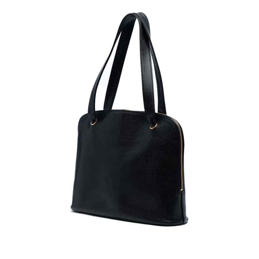 Chanel CC Caviar Shoulder Bag Black Leather Good condition - Back View