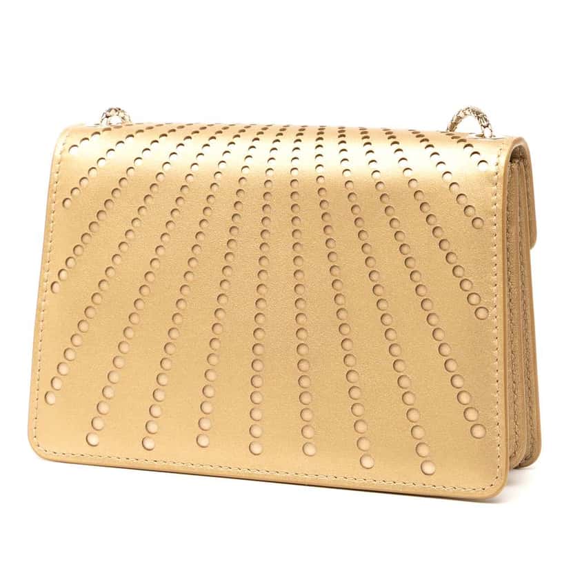 Bvlgari Mini Laser Cut Calfskin Serpenti Forever Diamond Blast Sunshine Crossbody Gold Leather Good condition - Back View