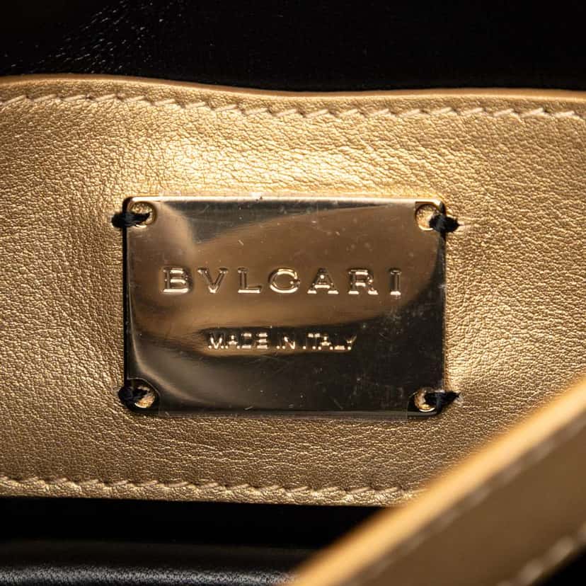 Bvlgari Mini Laser Cut Calfskin Serpenti Forever Diamond Blast Sunshine Crossbody Gold Leather Good condition - Box View