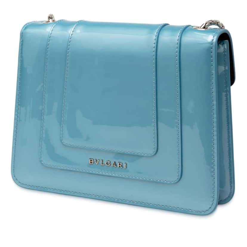 Bvlgari Small Patent Serpenti Forever Crossbody Blue Leather Good condition - Back View