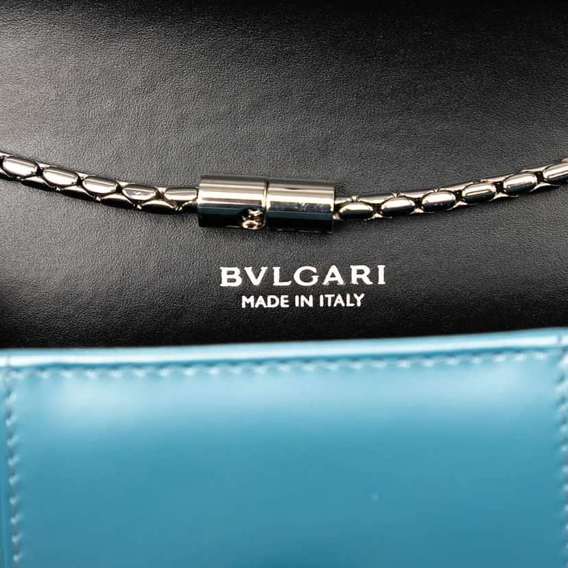 Bvlgari Small Patent Serpenti Forever Crossbody Blue Leather Good condition - Box View