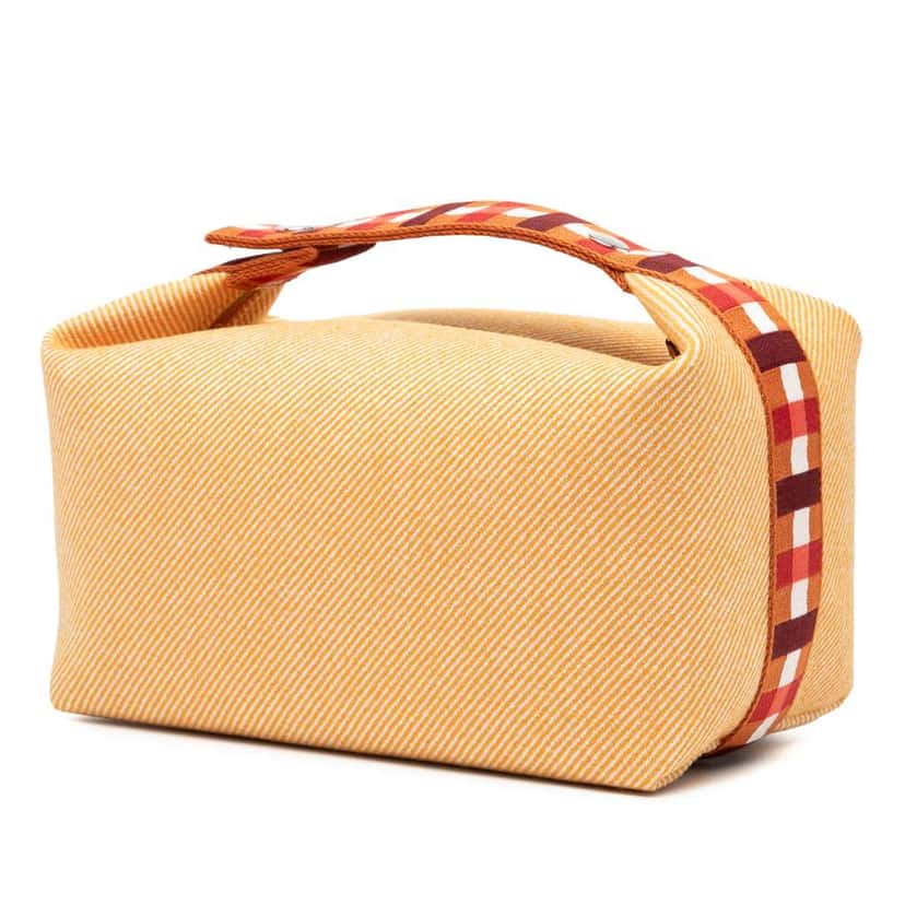 Hermès Large Wool Bride A Brac Au Carre Case Orange Wool Good condition - Back View