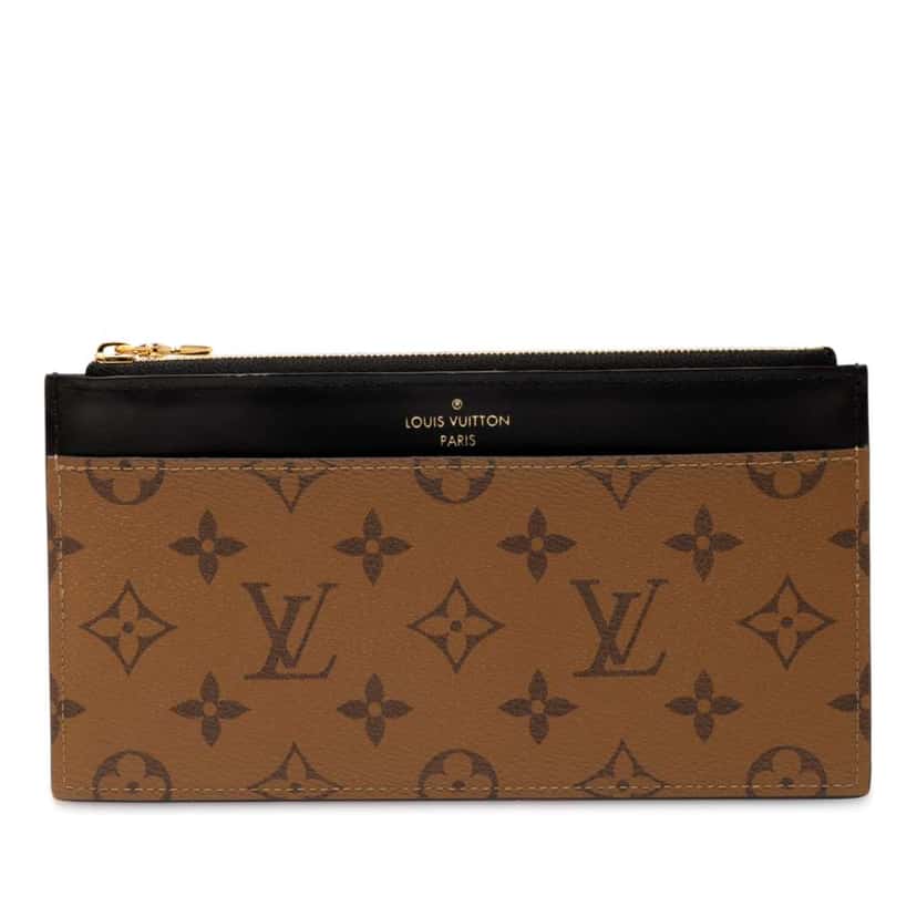 Louis Vuitton Monogram Reverse Slim Purse Brown Good condition - Front View