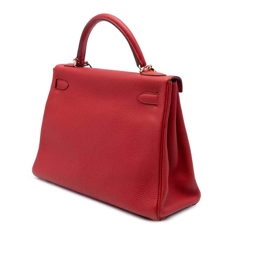 Hermès Togo Kelly II Retourne 32 Red Leather Fair condition - Back View