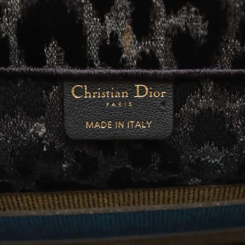 Dior Mizza Medium Embroidered Velvet Leopard Book Tote Black Velvet Good condition - Model View