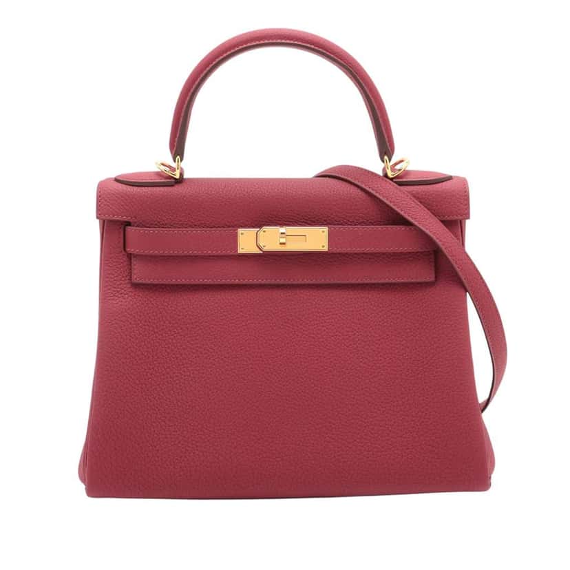Hermès Togo Kelly II Retourne 28 Red Leather Good condition - Front View