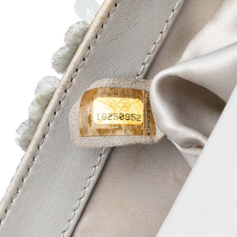 Chanel Small Paillettes Sequin Single Flap Silver Satin Good condition - Box View
