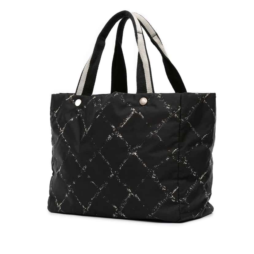 Chanel Old Travel Line Nylon Tote Black Good condition - Back View