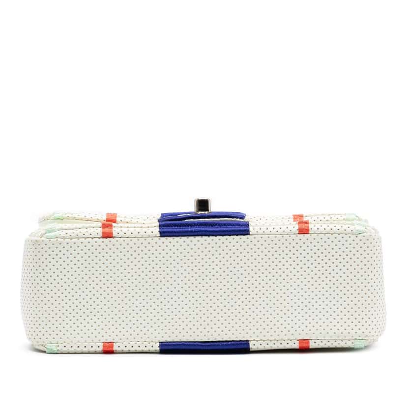 Chanel New Mini Rectangular Classic Perforated Lambskin Single Flap White Leather Good condition - Inside View