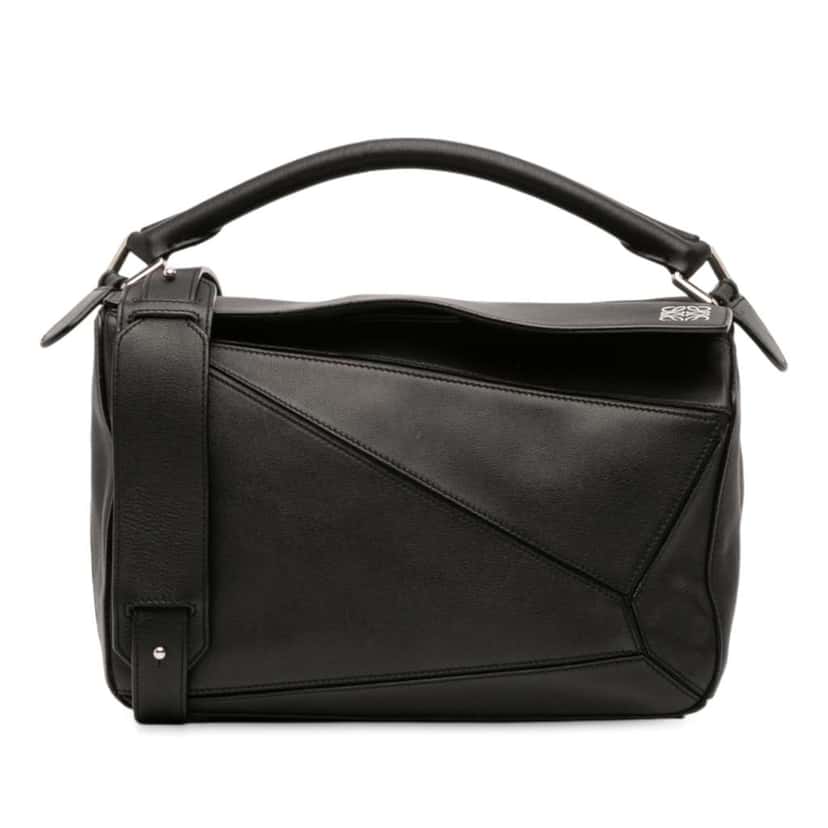 Loewe Medium Calfskin Puzzle Satchel Black Leather Good condition - Front View