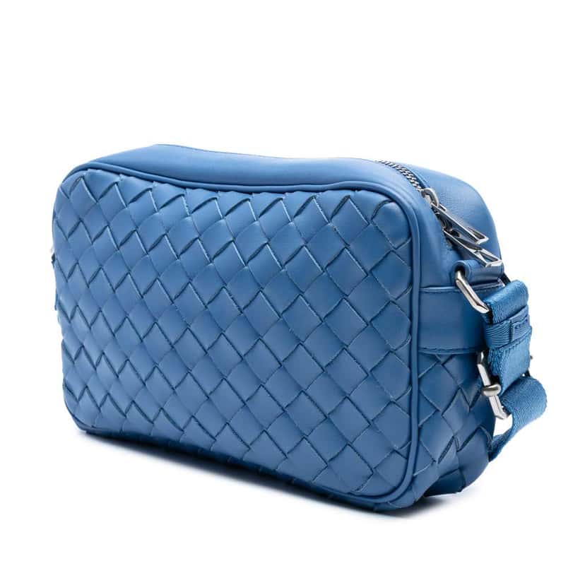 Bottega Veneta Small Nappa Intrecciato Camera Bag Blue Leather Good condition - Back View