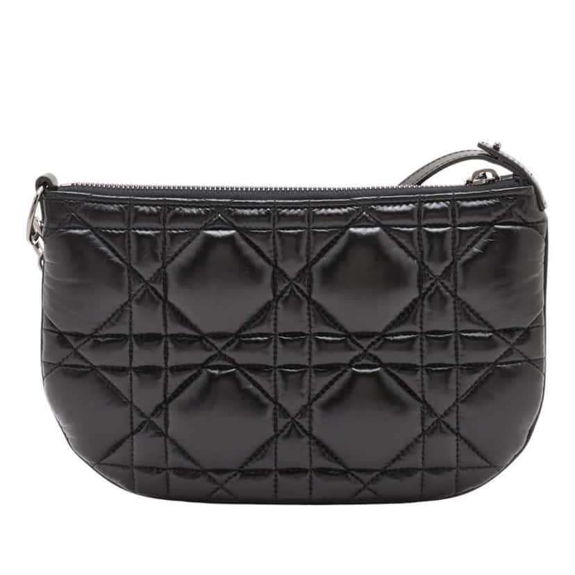 Dior Mini Calfskin Macrocannage Dior Caro Tulip Bag Black Leather Good condition - Back View