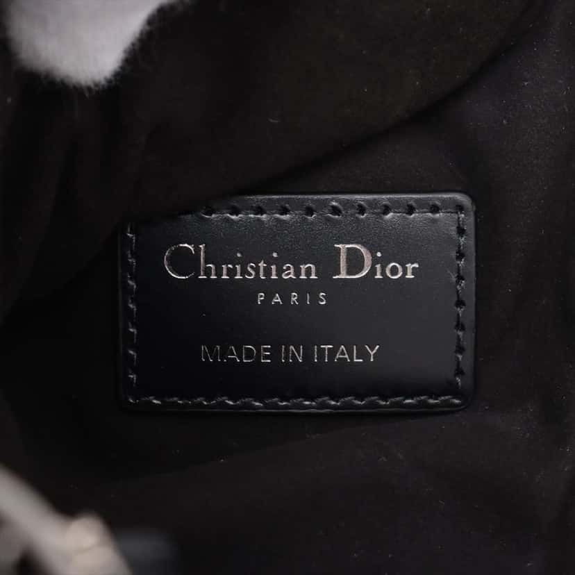 Dior Mini Calfskin Macrocannage Dior Caro Tulip Bag Black Leather Good condition - Model View