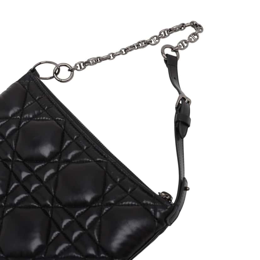 Dior Mini Calfskin Macrocannage Dior Caro Tulip Bag Black Leather Good condition - Box View