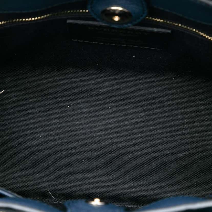 Burberry Small Grainy Calfskin and House Check Banner Satchel Blue Leather Good condition - Model View
