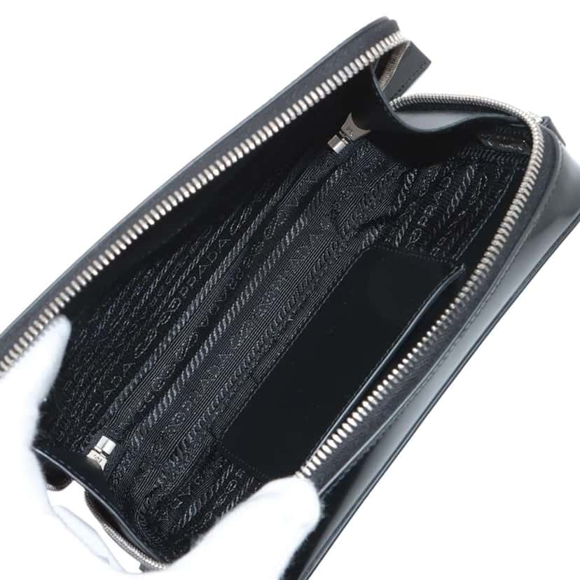 Prada Brushed Leather Brique Crossbody Black Leather Good condition - Inside View