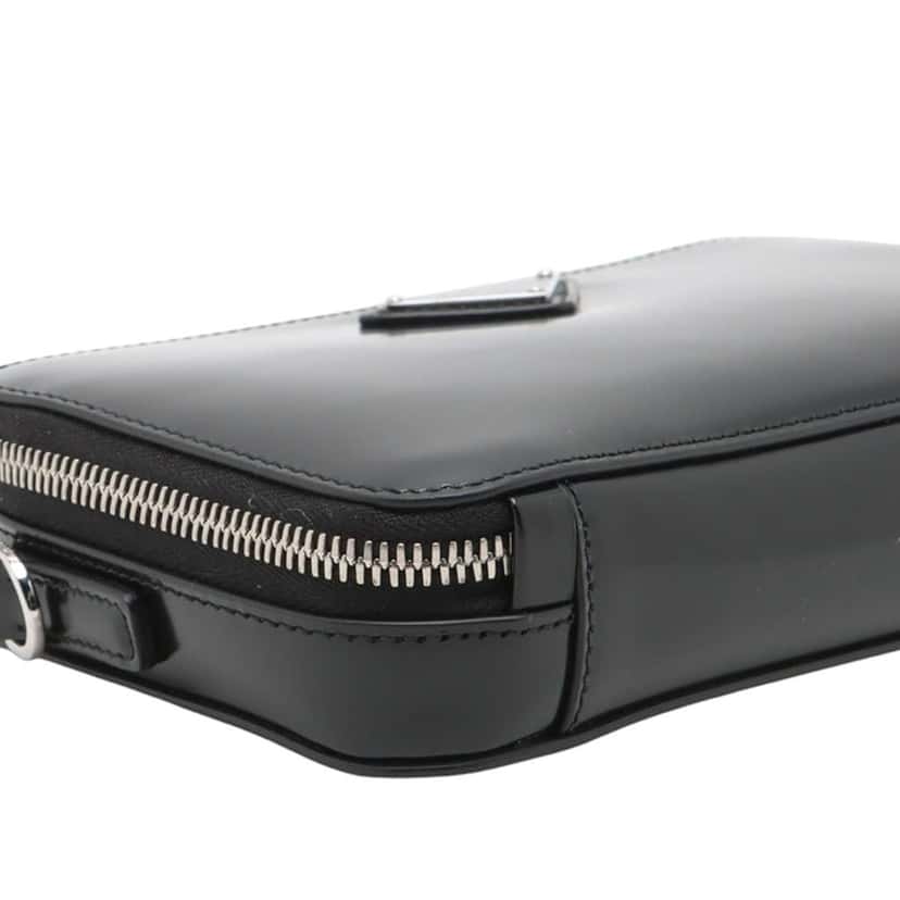 Prada Brushed Leather Brique Crossbody Black Leather Good condition - Box View