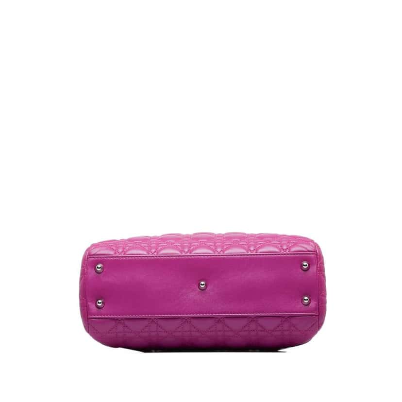 Dior Medium Lambskin Cannage Lady Dior Soft Shopping Tote Pink Leather Good condition - Model View