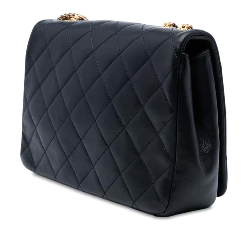 Chanel Quilted Lambskin On And On Chain Flap Black Leather Good condition - Back View