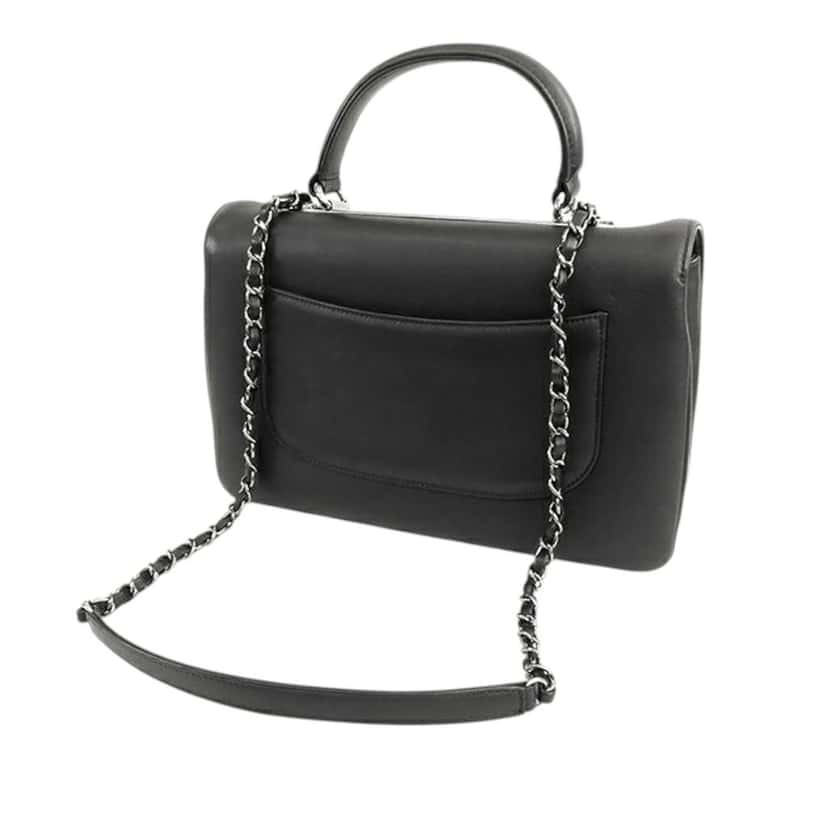 Chanel Medium Lambskin Trendy CC Top Handle Bag Black Leather Good condition - Back View