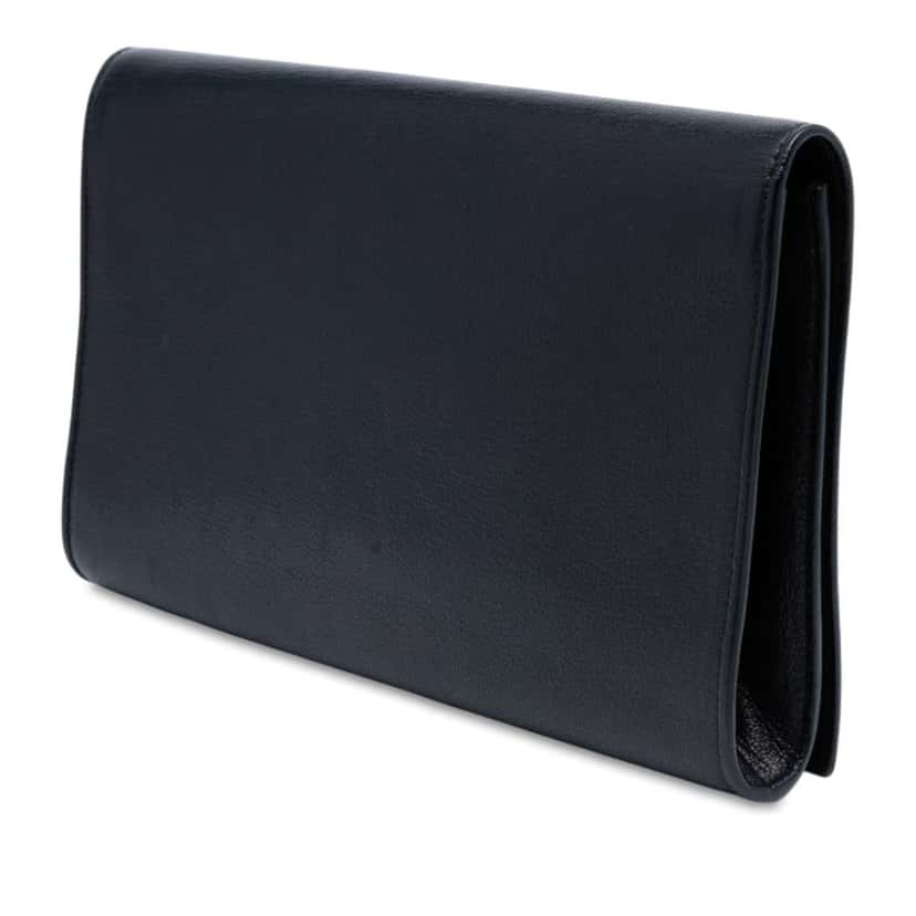 Saint Laurent Large Calfskin Monogram Belle De Jour Clutch Black Leather Good condition - Back View