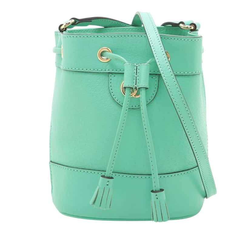 Gucci Mini Leather Ophidia Bucket Bag Green Leather Good condition - Front View
