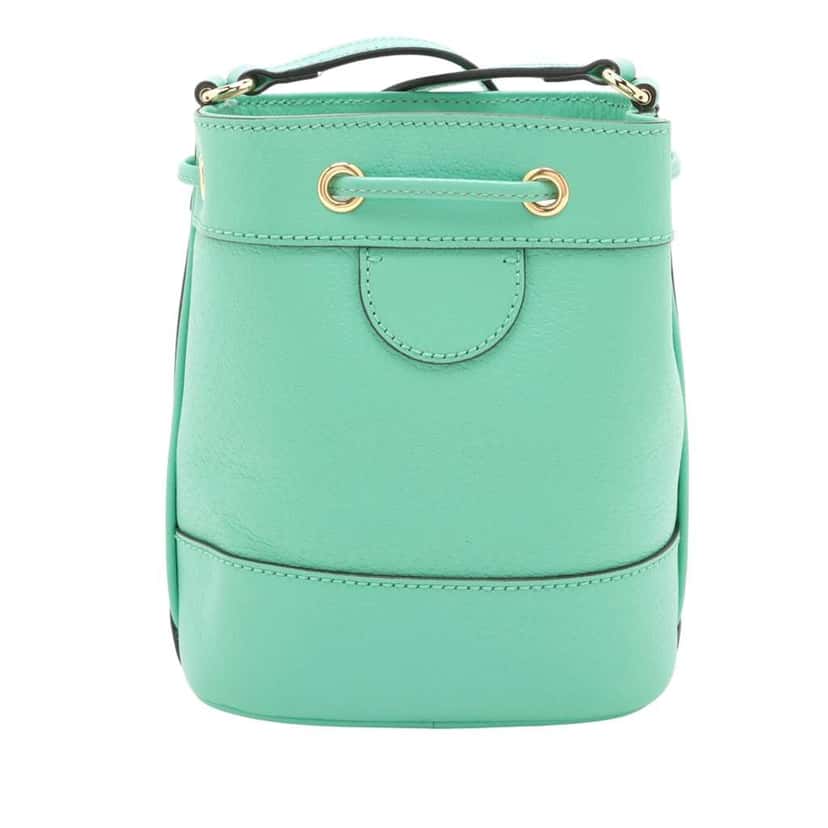 Gucci Mini Leather Ophidia Bucket Bag Green Leather Good condition - Back View
