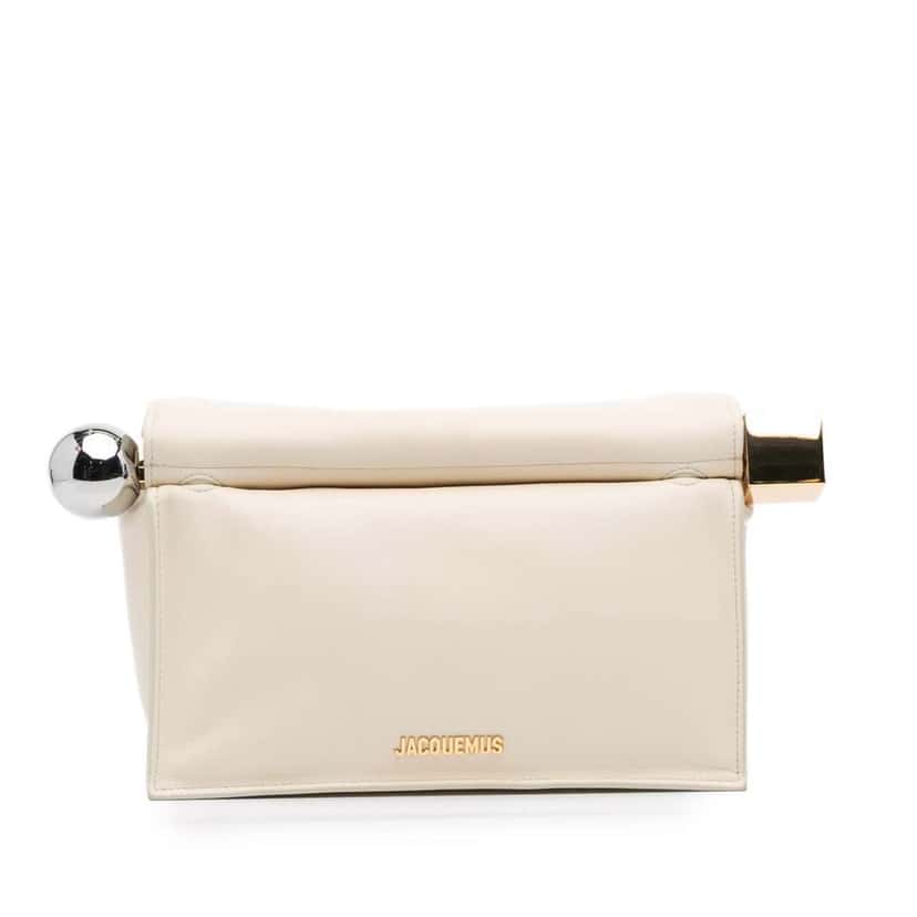Jacquemus Smooth Calfskin La Pochette Rond Carre White Leather Good condition - Front View