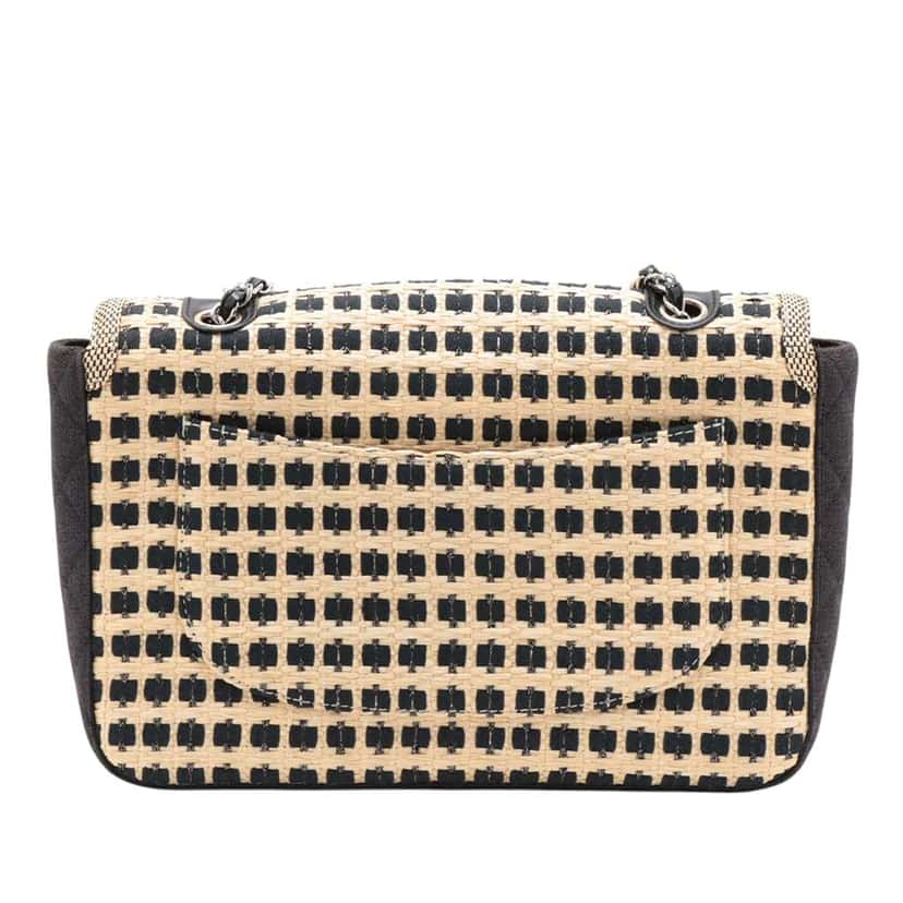 Chanel Woven Raffia Cannes Mademoiselle Single Flap Brown Good condition - Back View