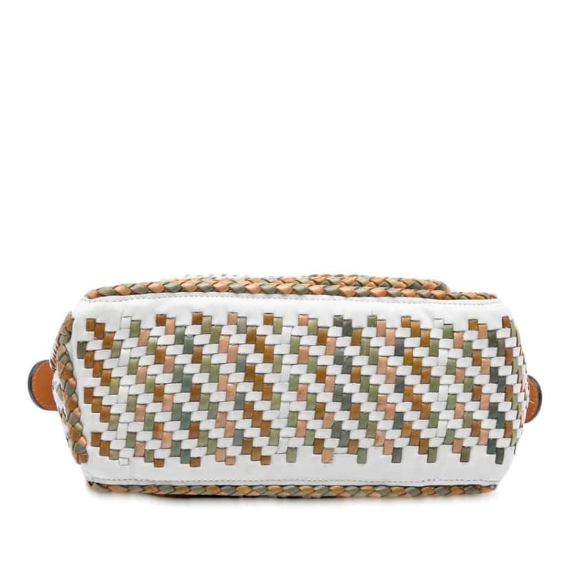 Loewe Small Woven Calfskin Puzzle Satchel White Leather Good condition - Inside View