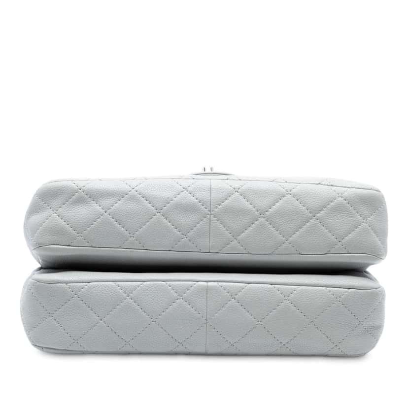 Chanel Jumbo Quilted Caviar Double Compartment Chain Flap White Leather Good condition - Inside View