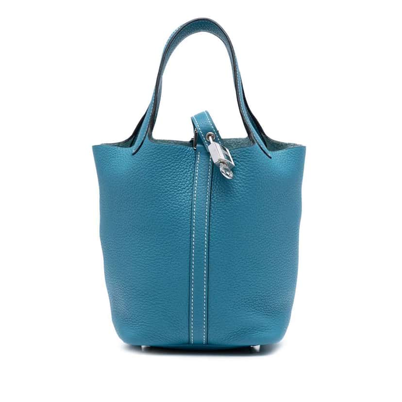 Hermès Clemence Picotin Lock 18 Blue Leather Good condition - Front View
