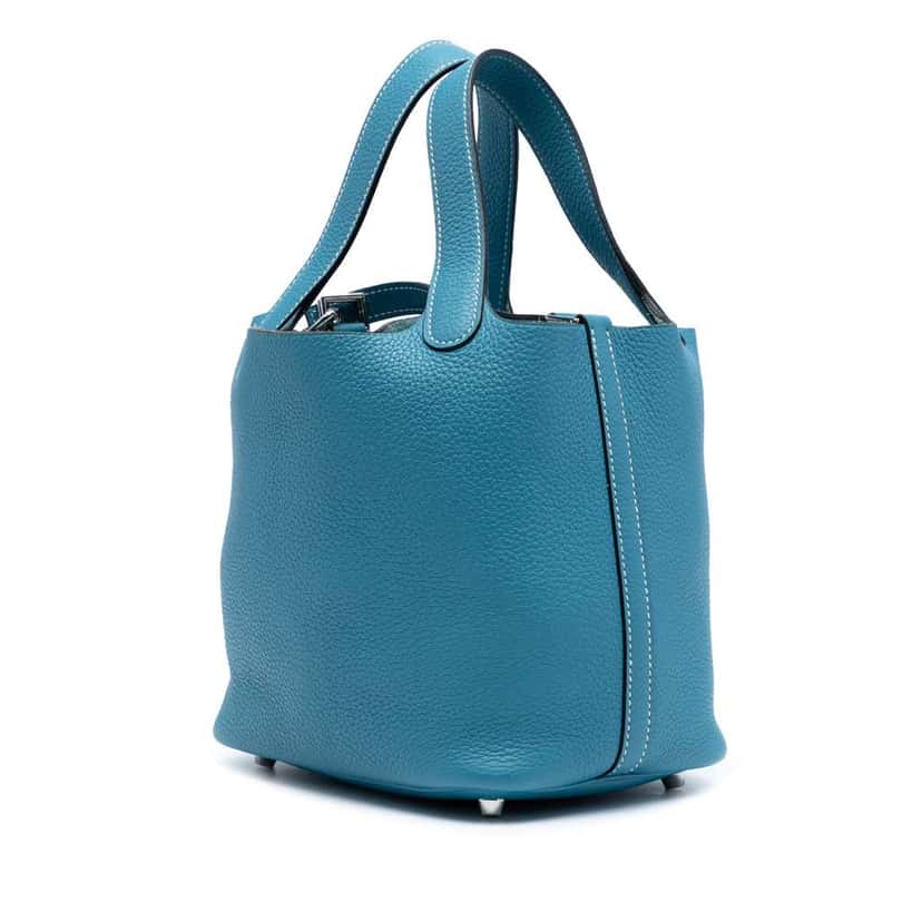 Hermès Clemence Picotin Lock 18 Blue Leather Good condition - Back View