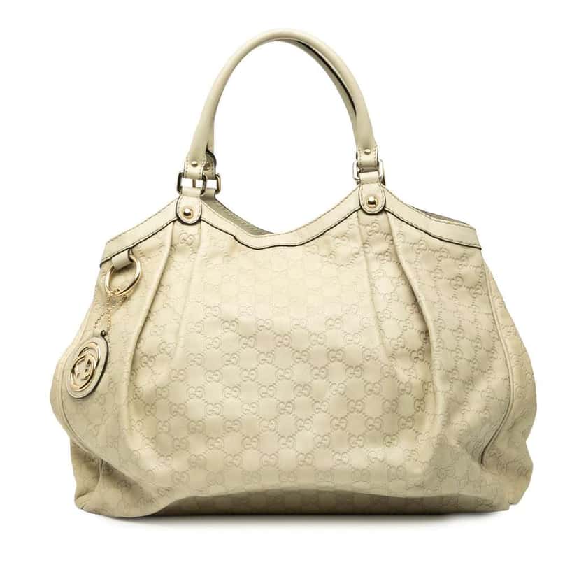 Gucci Large Guccissima Sukey Tote White Leather Good condition - Front View