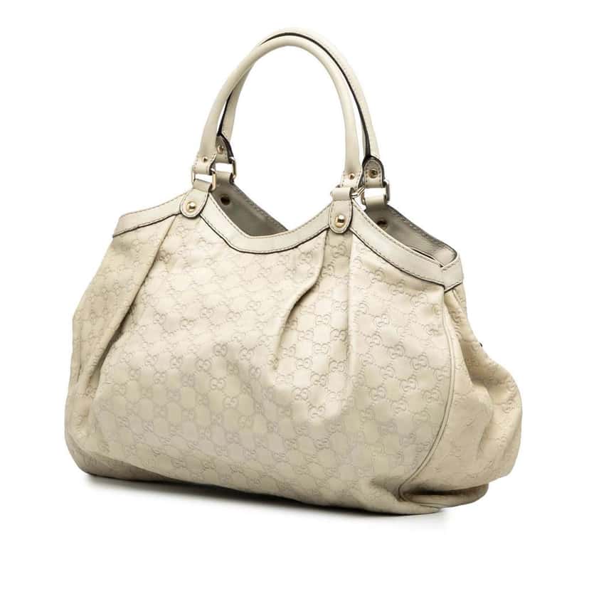 Gucci Large Guccissima Sukey Tote White Leather Good condition - Back View